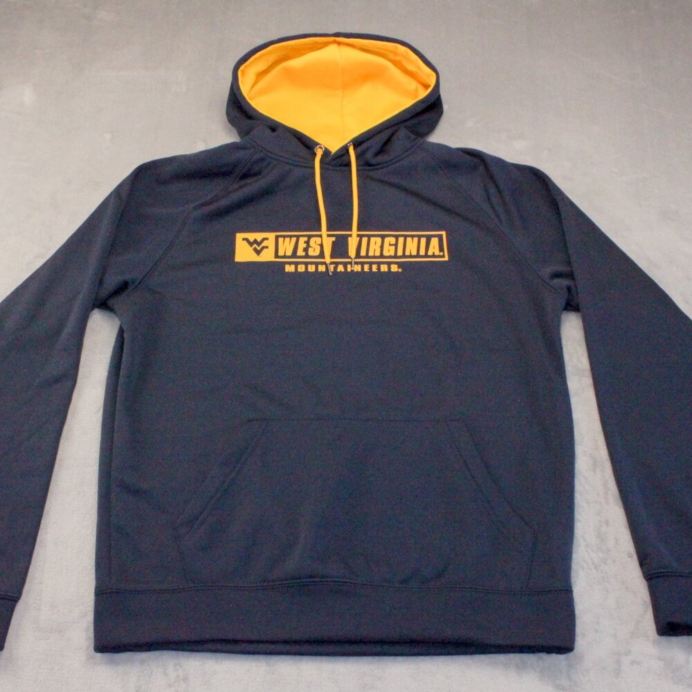 West Virginia Mountaineers Long Sleeve Pullover Hoodie w/Front Pocket Men's Med - Picture 2 of 8